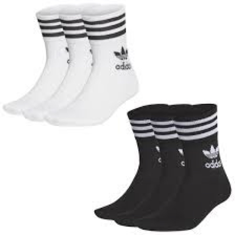 ADIDAS ADICOLOR 中筒襪 3雙入 襪子 三葉草 休閒 白/黑GD3575/GD3576