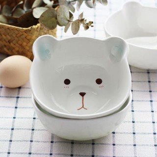 [Hare.D]出清 日系木木熊 沙拉碗 12公分 家用 兒童陶瓷沙拉碗 飯碗 湯碗 個人碗 甜點 水果 碗