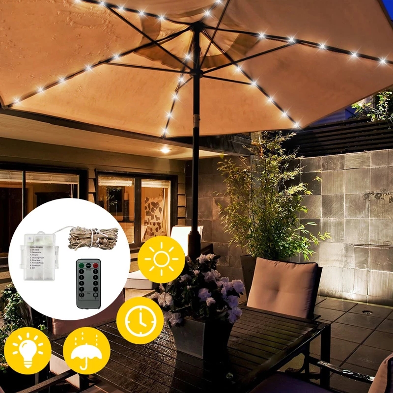 104 LED 天井傘帳篷 LED 燈串電池供電防水戶外花園後院假日派對燈