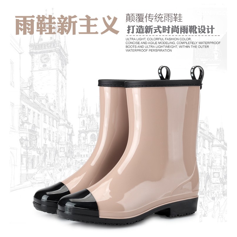 現貨 新款時尚防滑防水雨鞋女式中筒果凍雨靴水靴成人保暖加棉水鞋 蝦皮購物