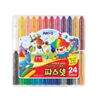 韓國進口韓國原裝AMOS 無毒水溶性蠟筆 蠟筆 24色