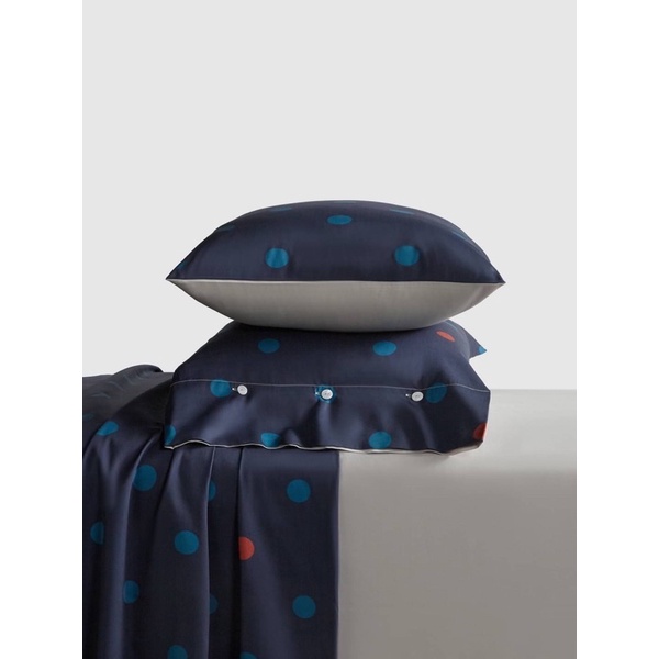 Little Bed小床-藍色點點埃及棉床組四件組 全棉埃及長絨棉貢緞 日式寢具 床包