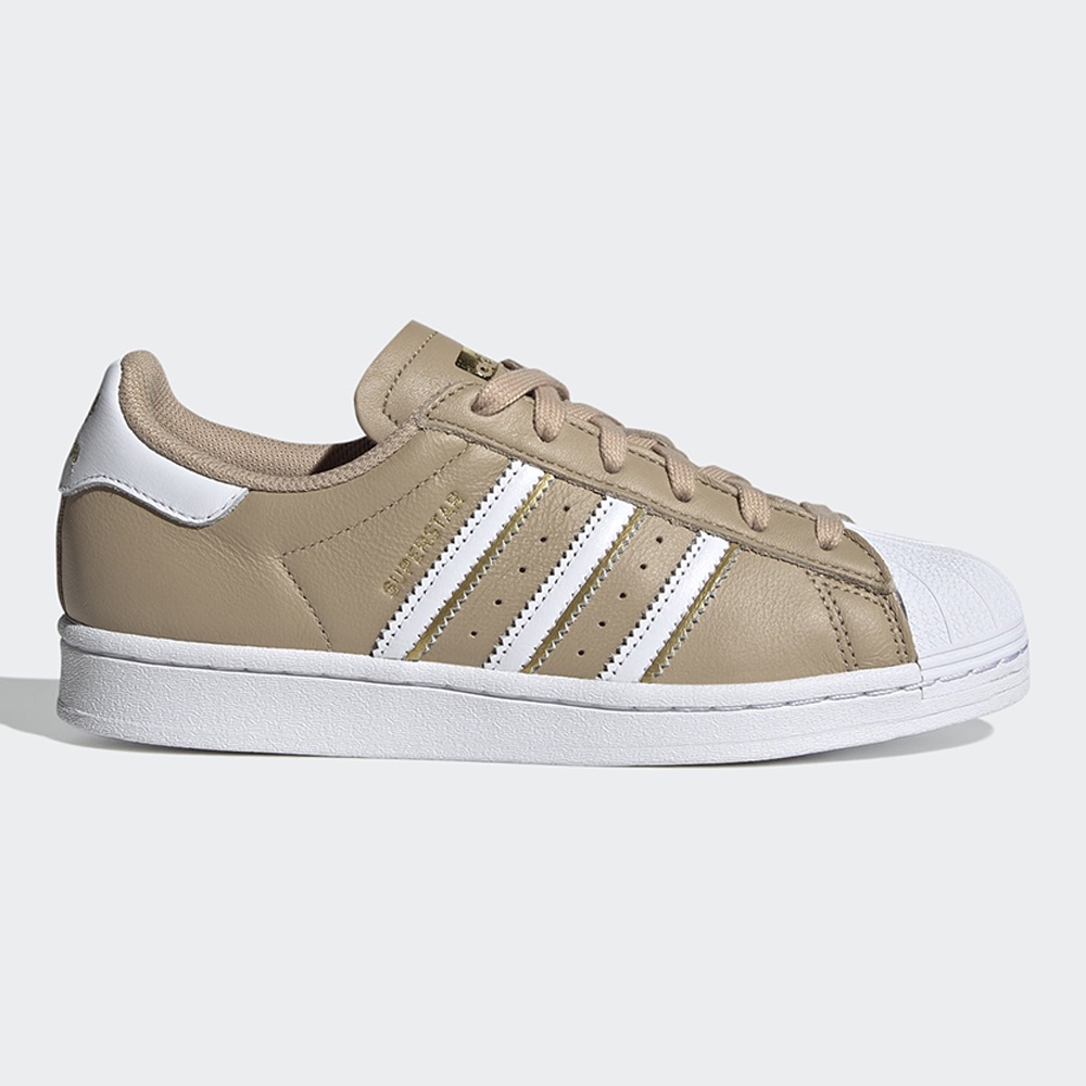 Adidas SUPERSTAR 女鞋 休閒 皮革 金標 貝殼頭 卡其 白【運動世界】GZ3454