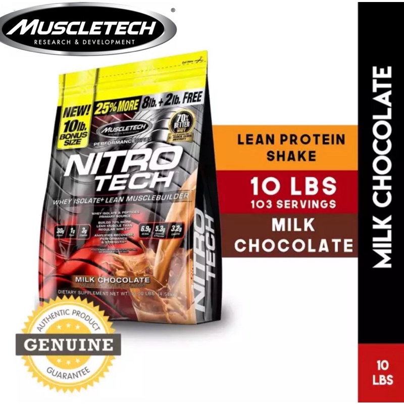 Muscletech Nitro-Tech100%胜肽分離低熱乳清蛋白10磅