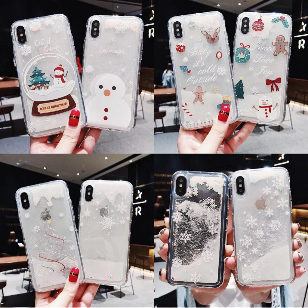 創意液體圣誕雪花max手機殼  iphone7plus唯美流沙圣誕雪人軟套  可來圖定制 支持各種型號