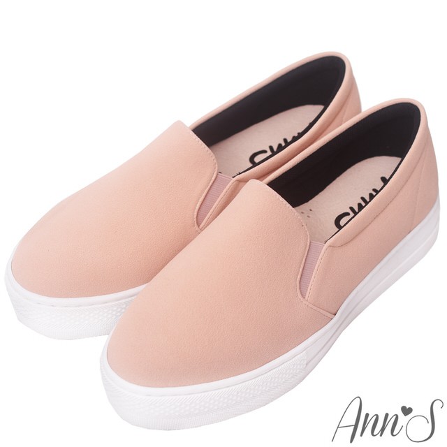 Ann’S進化2.0韓國絨足弓墊腳顯瘦厚底懶人鞋-粉