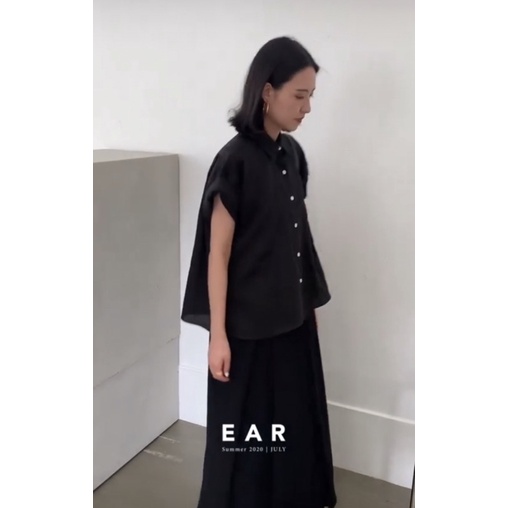 ear studio JULY 2020 韓國亞麻短袖襯衫黑色