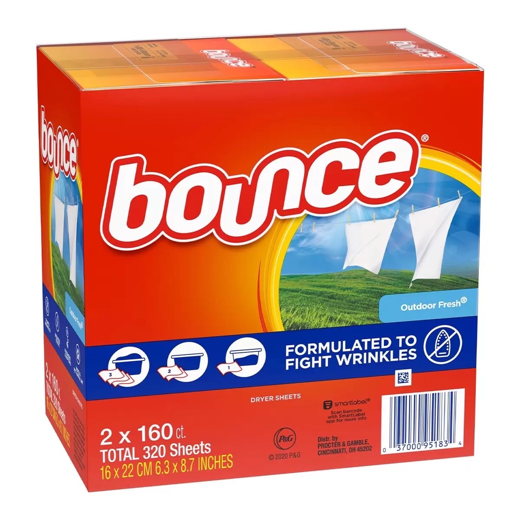 Bounce 烘衣柔軟去靜電紙 160張 單盒販售 #1006152