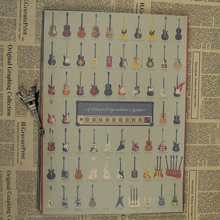 搖滾樂 電吉他 音箱 牛皮紙海報 Gibson Fender Ibanez Marshall 42*30cm