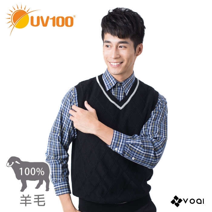 【UV100】防曬 美麗諾羊毛-立體織紋男背心(BH81614) VOAI