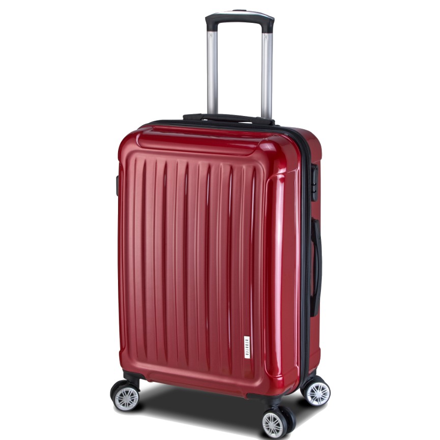 【全新】Rebacca 24吋 TSA美國海關鎖+飛機輪直條行李箱 雙把手 ABS 時尚 塑膠 旅行箱(紅)-BSP