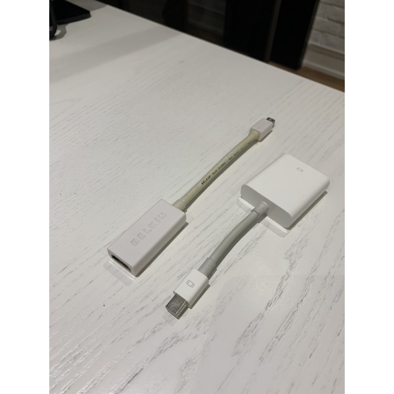 Apple原廠Mini DisplayPort對DVI轉接器＋Belkin對HDMI轉接器 thunderbolt 2