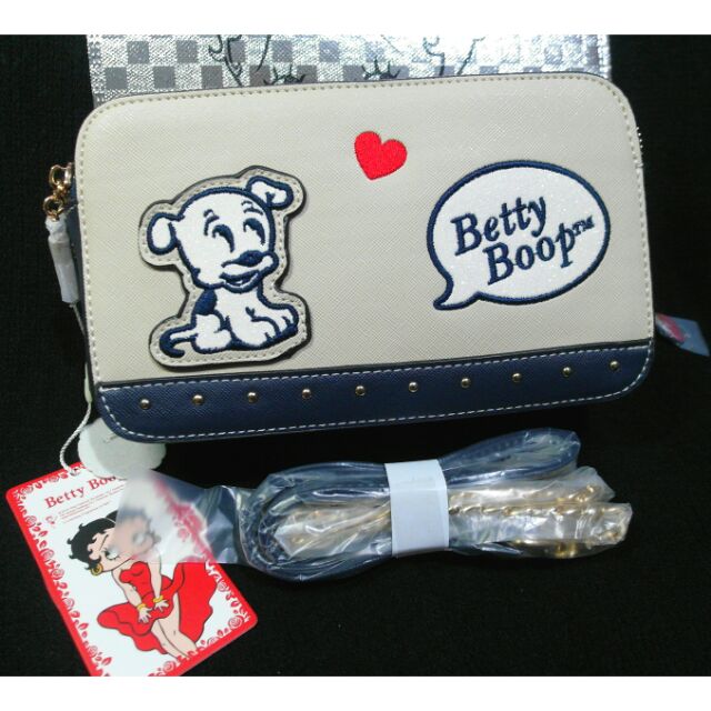 正品 BETTY BOOP 貝蒂 狗狗雙拉鍊四方包