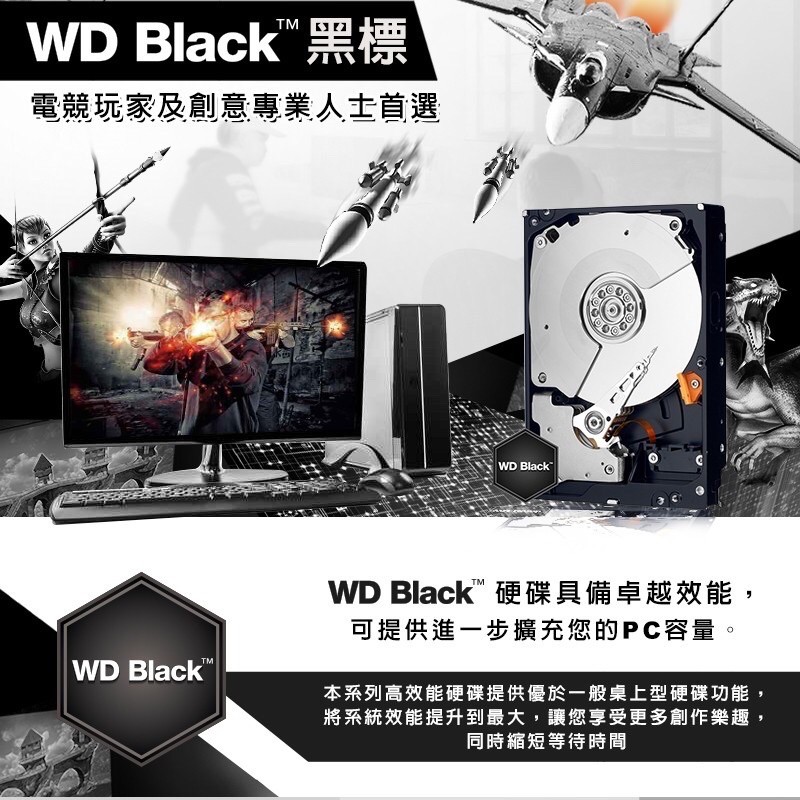 全新 庫存品 WD 威騰 Black 黑標 2TB 3.5吋 SATAIII硬碟 64M 7200轉WD2003FZEX