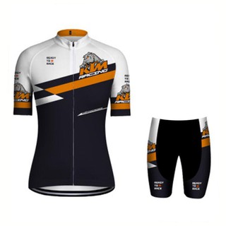 KTM 夏季新款男士騎行服套裝公路山地白色吊帶自行車自行車套裝