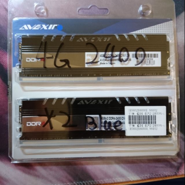 (全新)AVEXIR DDR4 2400 8G(4G*2)(藍光)(終身保固)