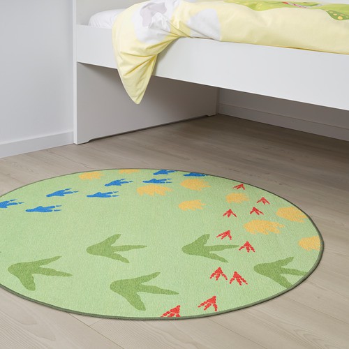 Ikea Jattelik 恐龍地圖長方形地毯 恐龍腳印圓形平織地毯 蝦皮購物