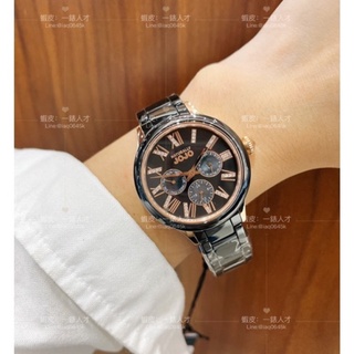 NATURALLY JOJO三眼陶瓷時尚腕錶 38mm(JO96921-88R)黑