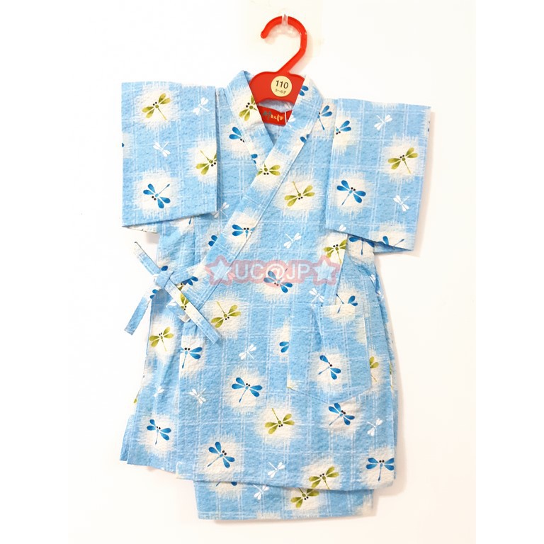 Uc Jp 褲款110cm 藍底白格紋蜻蜓日本製男寶寶兒童和服浴衣甚平抓周收涎攝影 蝦皮購物