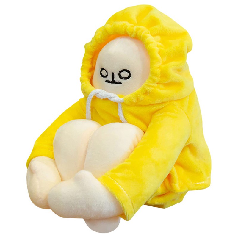 韓國網紅娃娃 系香蕉人公仔 ins自閉抱腿蹲小人 綠色玩偶女毛絨 可愛抱枕娃娃生日禮物