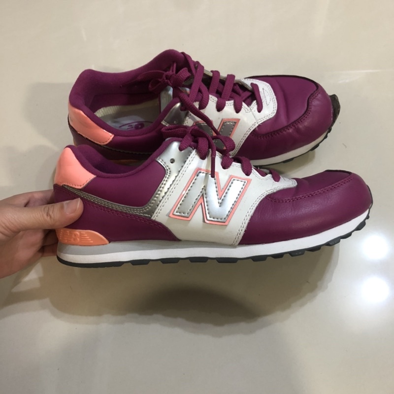 二手 New balance574 紫橘 24.5cm