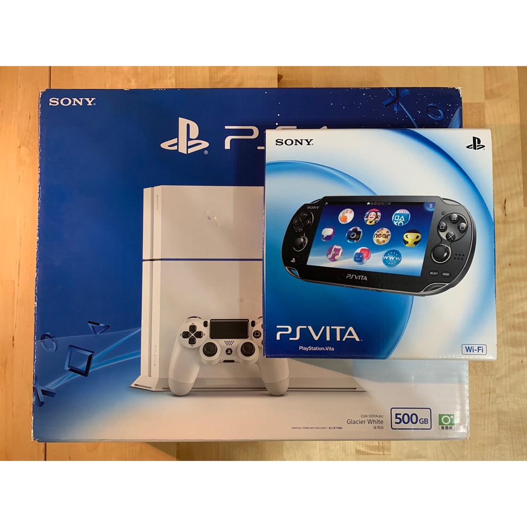 售 PS4冰河白500G(型號:CUH-1207A)；PS Vita晶瑩黑(型號：PCH-1007) 贈PS4遊戲