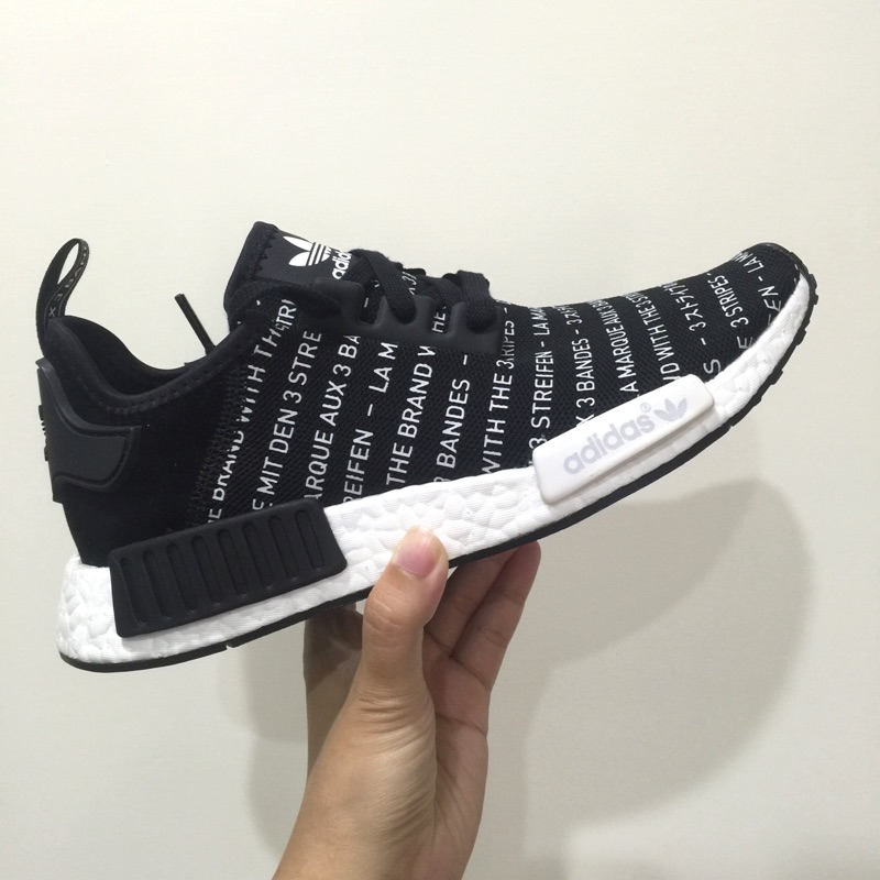 現貨在台 全新正品 日本公司貨 Adidas NMD R1 S76519 滿版文字 日文 後跟麂皮 boost 黑白 US7.5 25.5cm