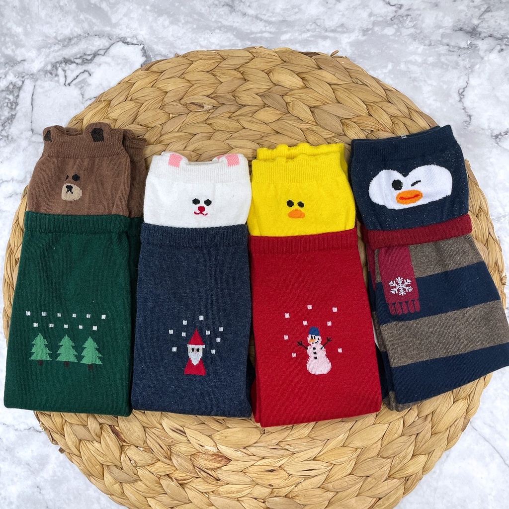 韓國襪子 女襪 聖誕 假2件秋冬襪 數量不多 出清價