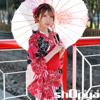 桃園現貨牡丹印花日本長浴衣和服下單送頭飾 筱雅衣舖【BA997-9】