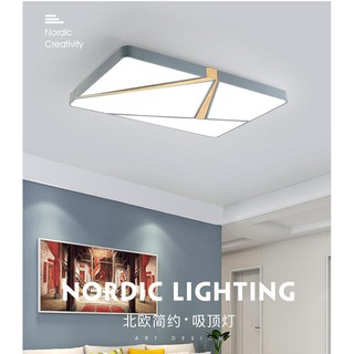 北歐風格燈具現代簡約長方形大氣木吸頂燈馬卡龍客廳燈2020年新款