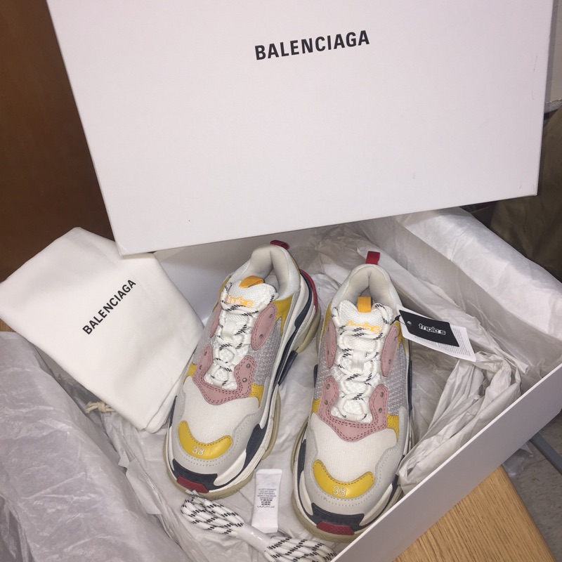 便宜售 近全新 巴黎世家 balenciaga triple s 黃粉 老爹鞋 女鞋 黑紅 鋼彈 38