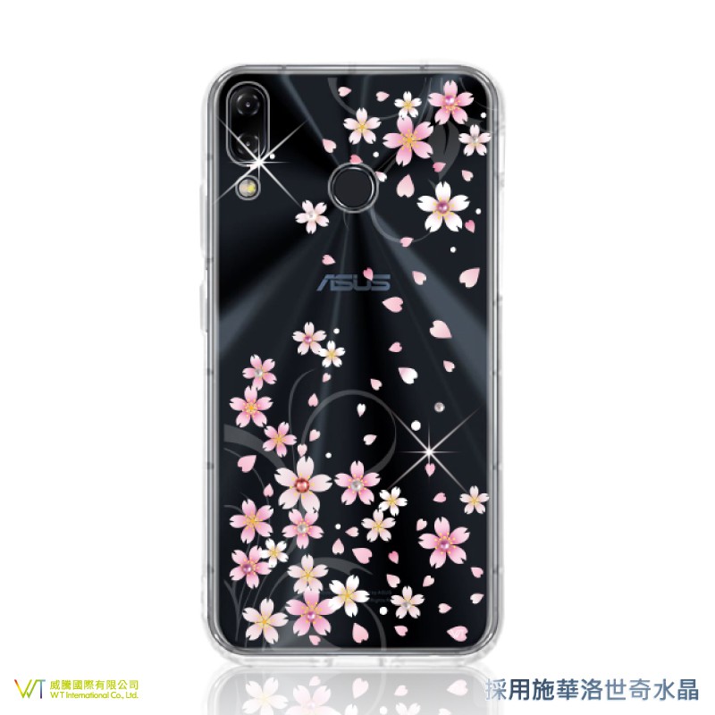 ASUS zenfone5 (ZE620KL) 【 戀櫻 】施華洛世奇水晶 彩繪空壓殼 軟殼