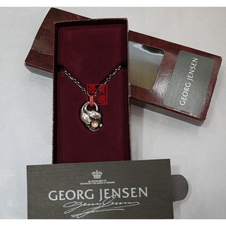 優買二手精品名牌店 喬治傑生 GJ GEORG JENSEN 1999 首刻 年度 寶石 玫瑰石 項鍊 鍊 全配