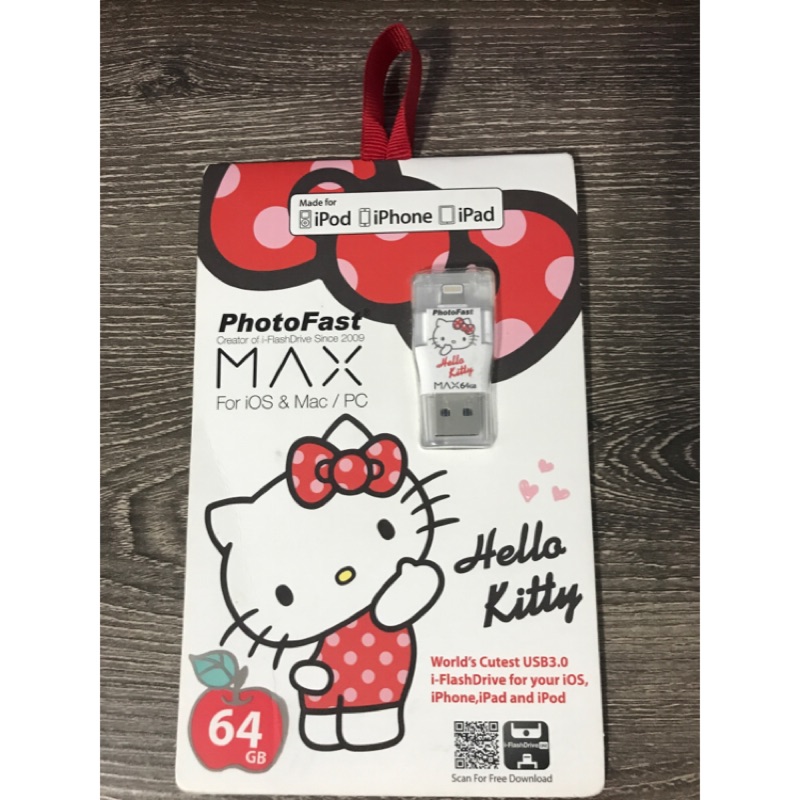 PhotoFast i-FlashDrive Hello Kitty MAX 64G USB 3.0 隨身碟 雙頭龍
