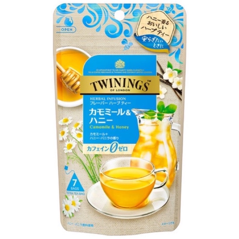 效期2022.11.30 日本 片岡物產 TWININGS 洋甘菊蜂蜜茶 三角立體茶包 蜂蜜茶 茶包 夾鏈袋裝