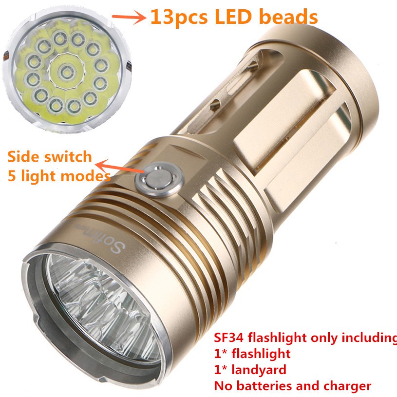 Sofirn SF34 T13 強力手電筒 13* LED 燈泡 18650 手電筒強力 LED 手電筒手電筒手持燈 5