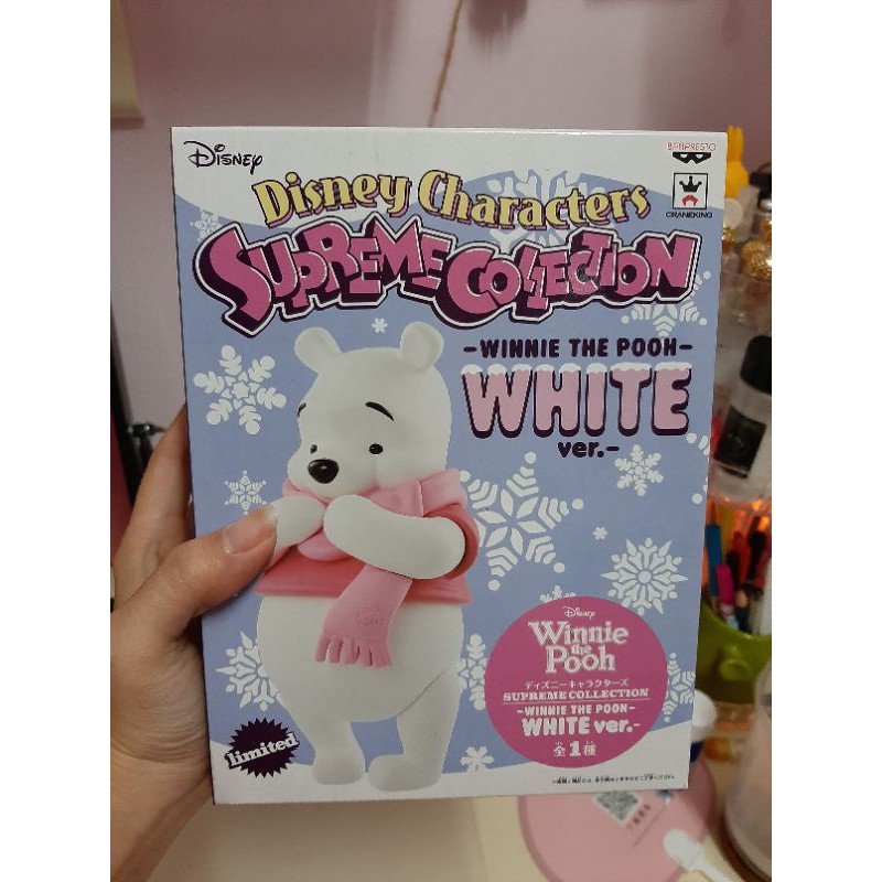 正版 小熊維尼 冬季 公仔 景品 維尼 圍巾 白色 扭蛋 轉蛋 盒玩 Disney 迪士尼 可愛 摸肚子