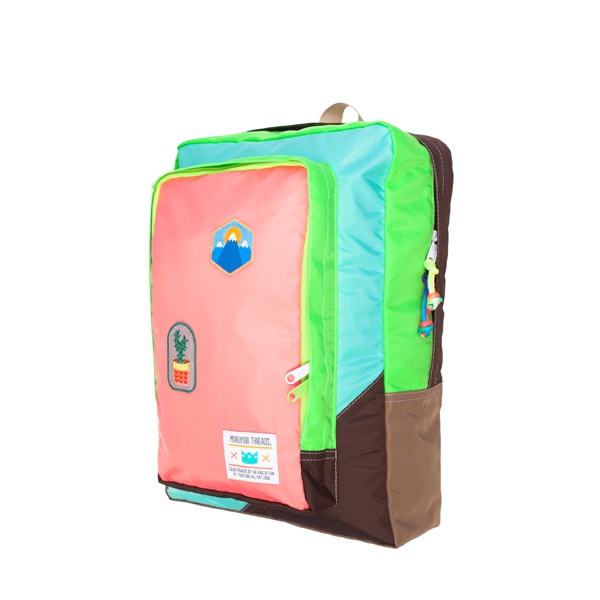 MOKUYOBI / Flyer Packs / L.A 空運繽紛拼貼旅行必備多功能筆電電鏽章後背包 - 粉橘色
