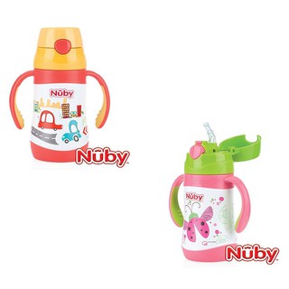 美國Nuby 不鏽鋼真空學習杯(細吸管)280ml(Songbaby)