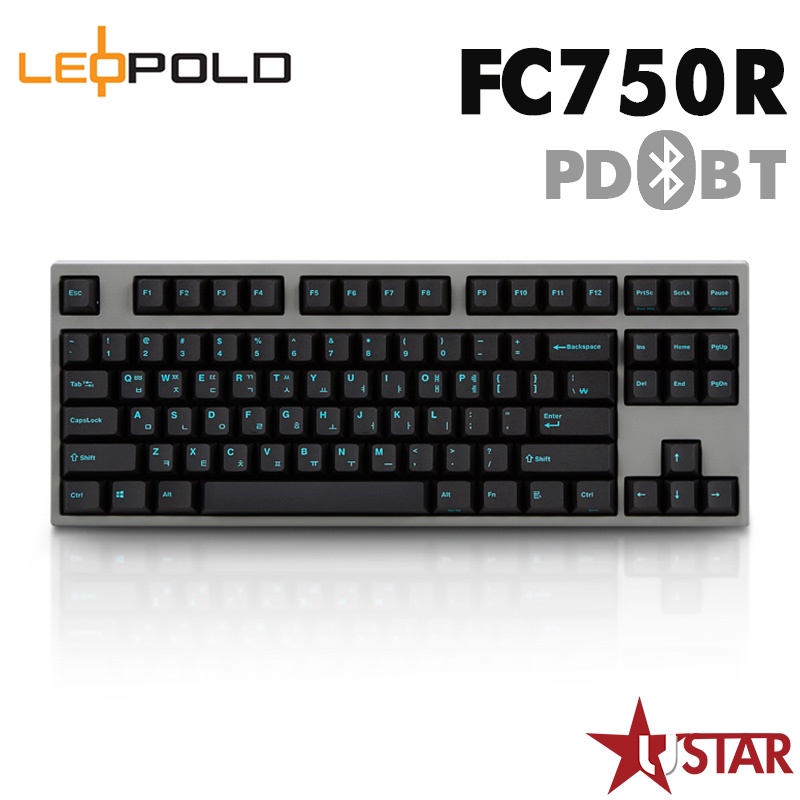 韓國 LeoPold FC750R BT PD 黑色青字灰殼 藍芽版 PBT二射成型 正刻英文機械鍵盤