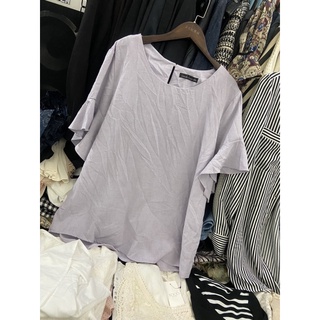 全新 I moda 品牌 香芋紫荷葉袖上衣 加大尺碼2L