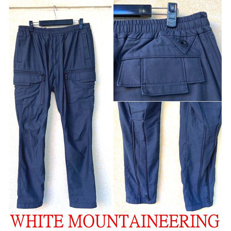 BLACK近全新WHITE MOUNTAINEERING白山WM雙口袋拉鍊窄版/寬版褲管工作褲