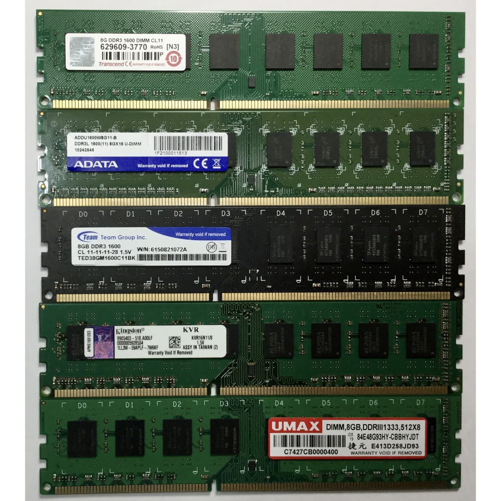 【優質二手良品】創見 金士頓 威剛 十銓 UMAX  DDR3 1333、1600  8GB 雙面 單面 桌上型記憶體