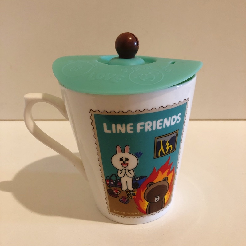 Line Friends 可收納攪拌棒馬克杯蓋組 全新