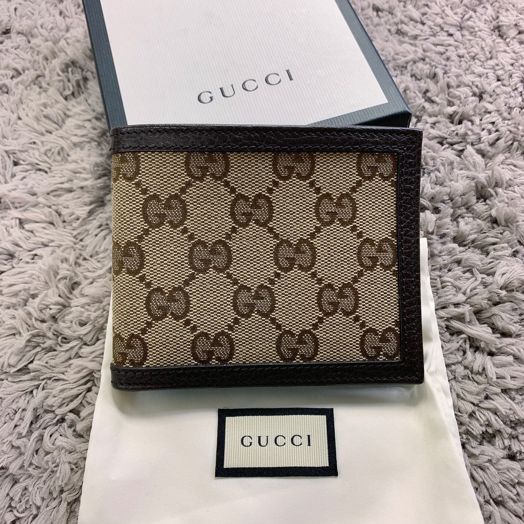 (Little bee小蜜蜂精品) GUCCI 老花織布滿版 六卡短夾