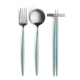 【Cutipol】GOA系列-Tiffany藍柄主餐新三件組(主餐叉匙+筷組) 葡萄牙手工餐具 全台獨家新色