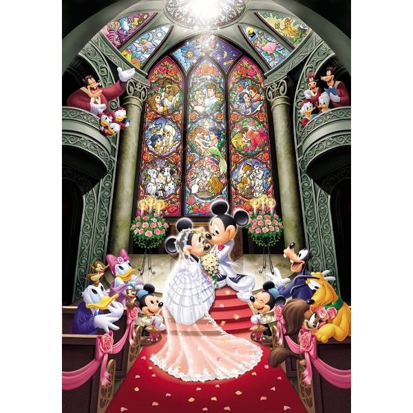 日本進口拼圖（TENYO）/1000片/迪士尼 夢幻教堂婚禮