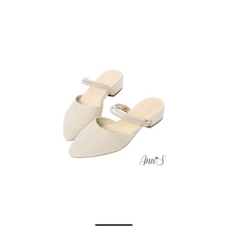 Ann’S可調式金釦水鑽兩穿低跟尖頭鞋穆勒鞋
