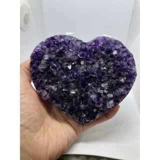 D5586天然水晶礦石/烏拉圭 紫水晶 愛心 💗擺件 送壓克力底座