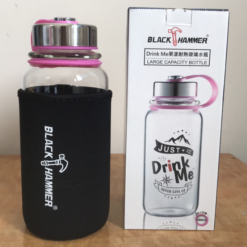 全新現貨義大利BLACK HAMMER Drink Me果漾耐熱玻璃水瓶1000ml